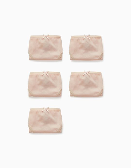 5 Plain Briefs for Girls, Pink