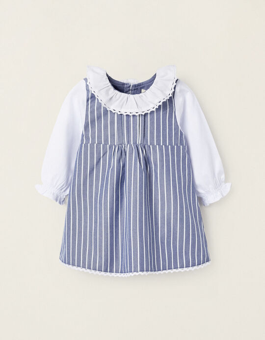 Comprar Online Vestido às Riscas para Recém-Nascida, Azul/Branco