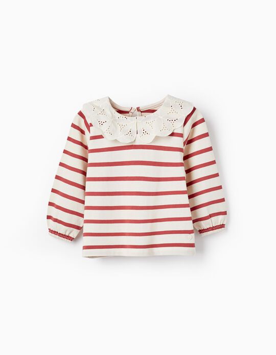 Long Sleeve T-Shirt in Cotton for Baby Girls, Beige/Brown