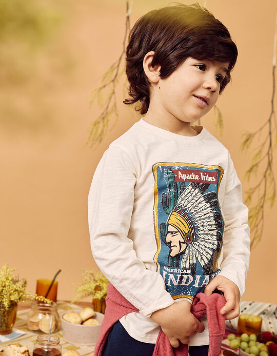 Long Sleeve T-Shirt for Boys 'Indians', White