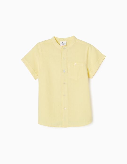 Camisa com Gola Mao para Menino, Amarelo