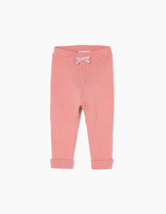 Cotton Ribbed Trousers for Baby Girls, Pink