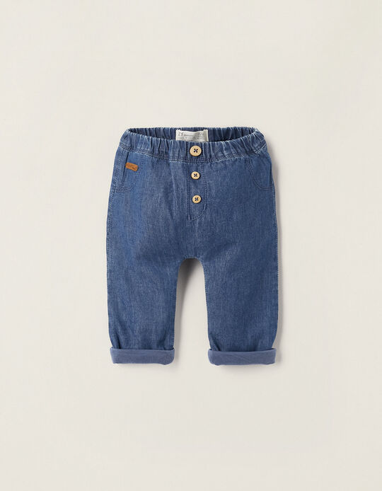 Comprar Online Pantalón Vaquero con Forro de Punto para Recién Nacido, Azul
