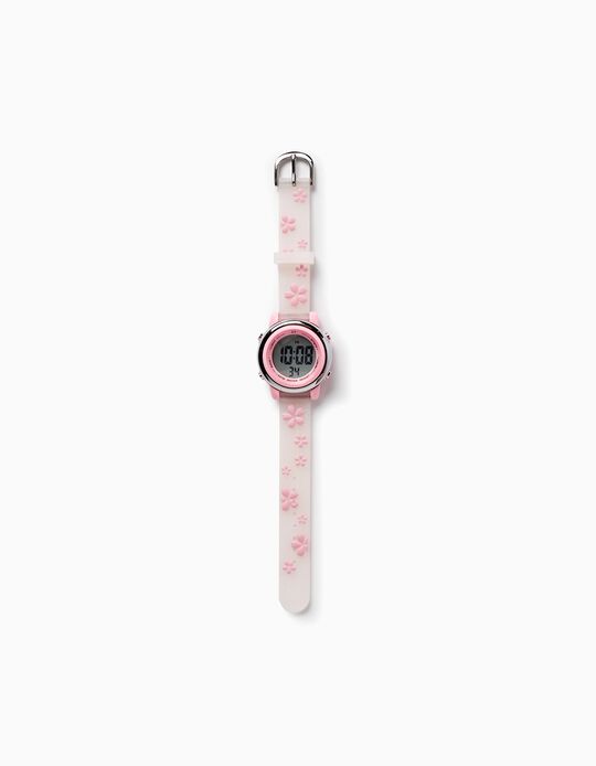 Watch for Girls 'Flowers', Pink/Transparent