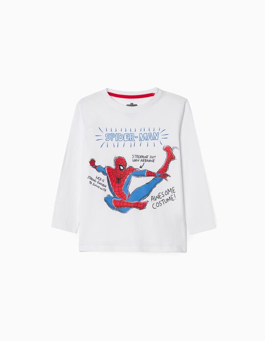 Camiseta de Manga Larga para Niño 'Spider-Man', Blanca