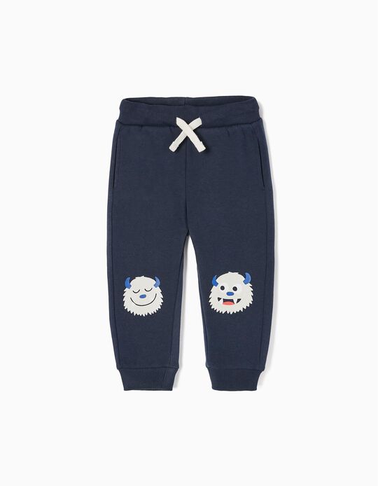 Pantalon de Jogging en Coton Bébé Garçon 'Yeti', Bleu Foncé