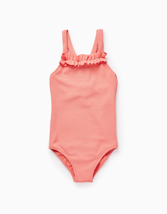 Swimsuit with Ruffles for Girls, Coral