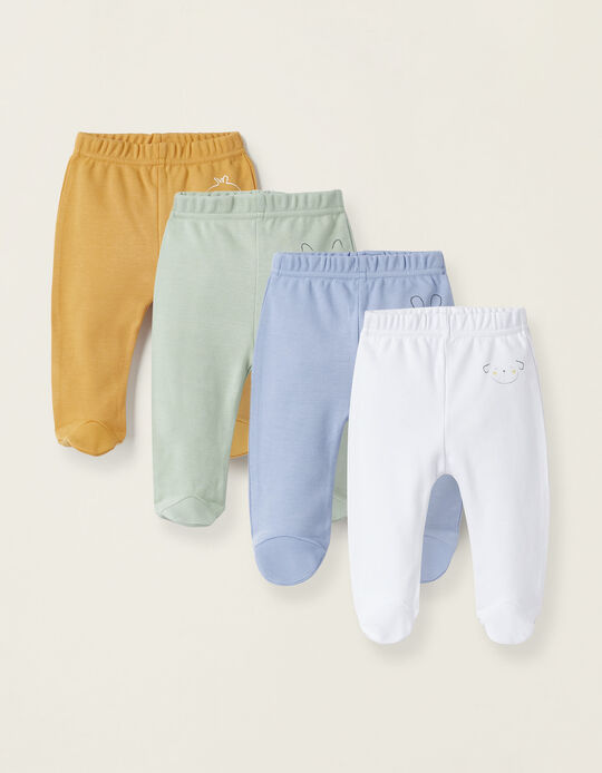 Pack de 4 Pantalons avec Pieds pour Bébé et Nouveau-Né 'Animaux', Multicolore
