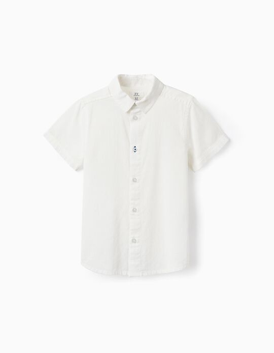 Short Sleeve Cotton Shirt for Boys, White