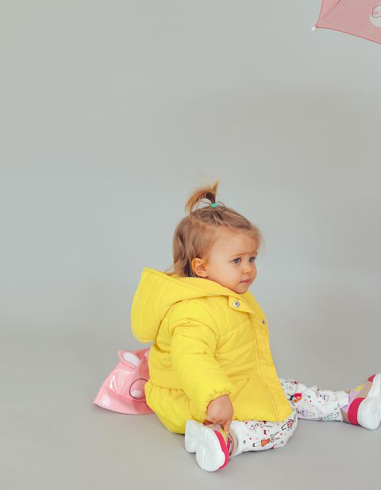 Padded Jacket for Baby Girls, Yellow