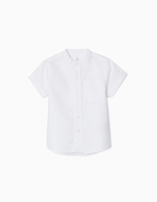 Camisa com Gola Mao para Bebé Menino, Branco