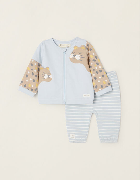 Jacket + Trousers Set for Newborn Baby Boys 'Leopard', Blue