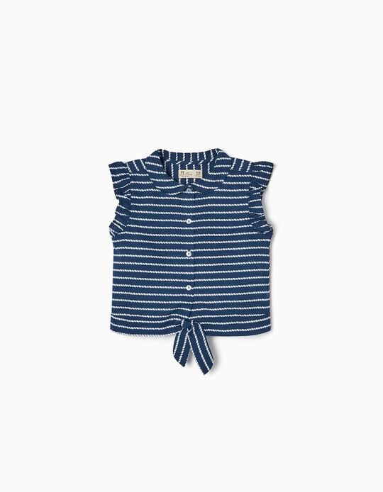 Blouse with Knot for Girls 'Rope', Dark Blue