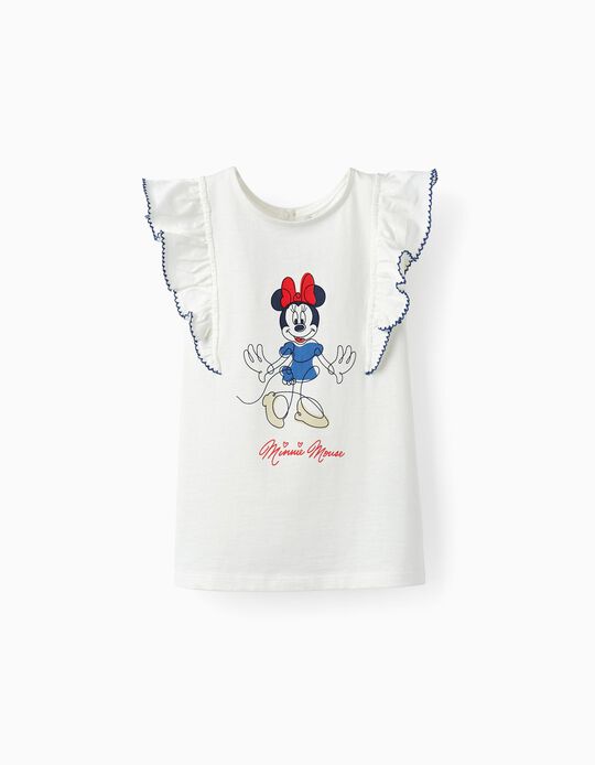 Camiseta de Algodón para Niña 'Minnie Mouse', Blanco