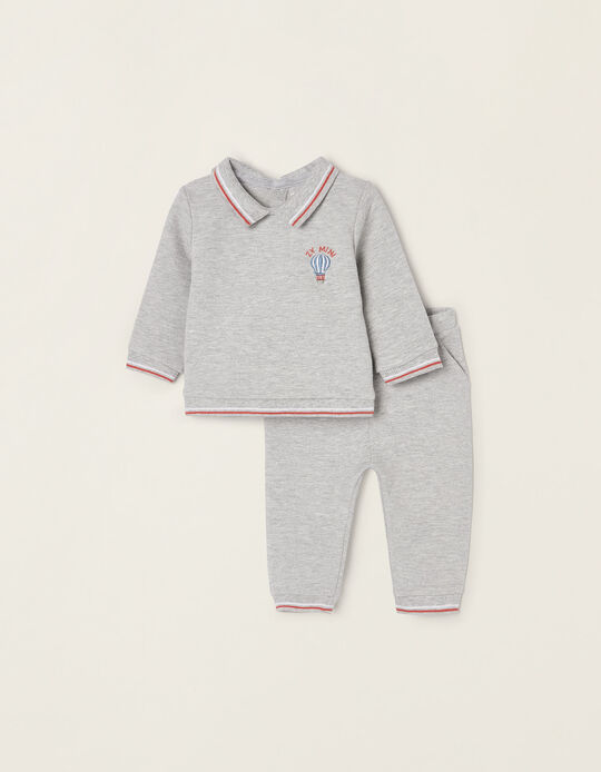Sweatshirt + Trousers Set for Newborn Baby Boys 'Zy Mini', Grey