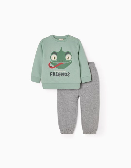 Sweatshirt + Joggers Set for Baby Boys 'Chameleon', Green/Grey