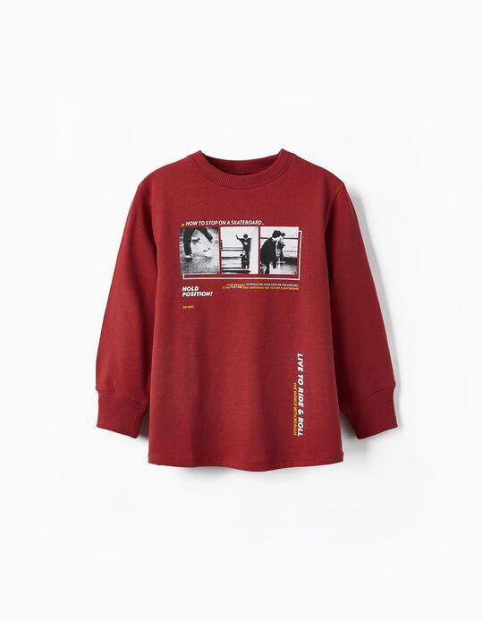 Long Sleeve T-Shirt for Boys 'Skateboard', Dark Red