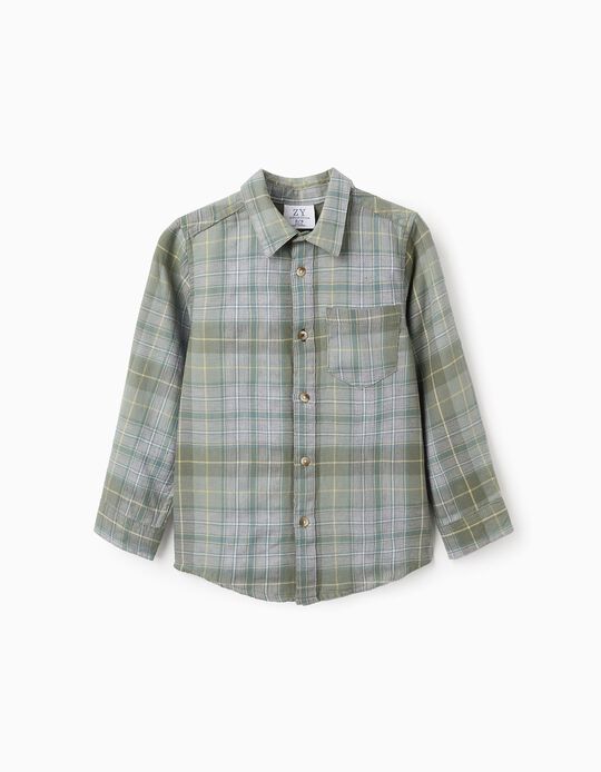 Comprar Online Camisa de Flanela com Xadrez para Menino, Verde/Cinza