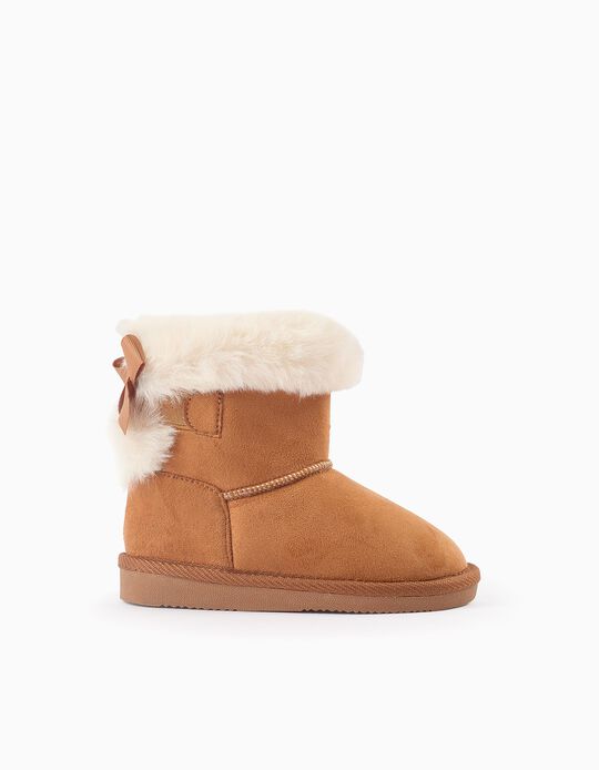 Comprar Online Botas de camurcina com Pelo e Laço para Bebé Menina, Camel