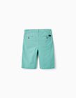 Buy Online Cotton and Linen Chino Shorts for Boys 'B&S', Green