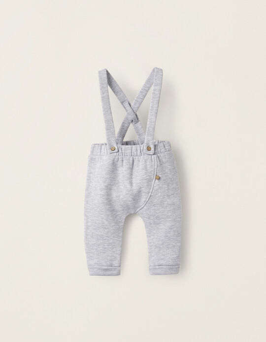 Newborn Trousers with Removable Straps, Light Grey