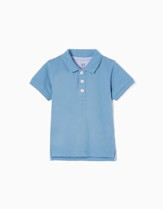 Polo-Shirt with Oxford Detail for Baby Boys, Blue