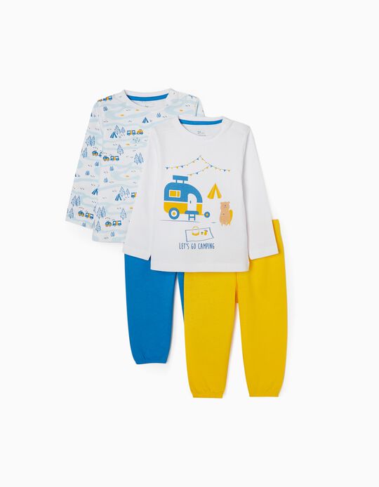 2 Pyjamas for Baby Boys 'Camping', Yellow/Blue