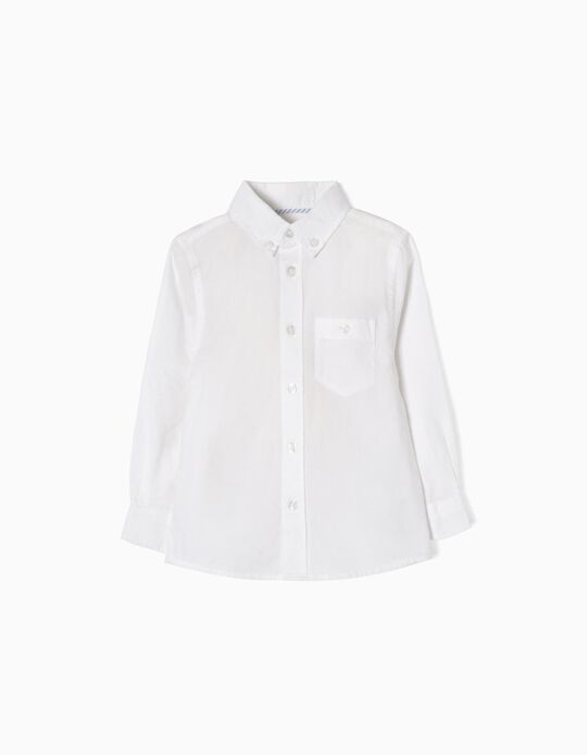 Camisa Manga Comprida para Bebé Menino, Branco