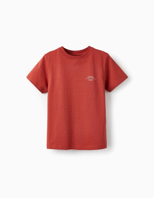 Camiseta de Algodón para Niño 'Comporta', Rojo Ladrillo