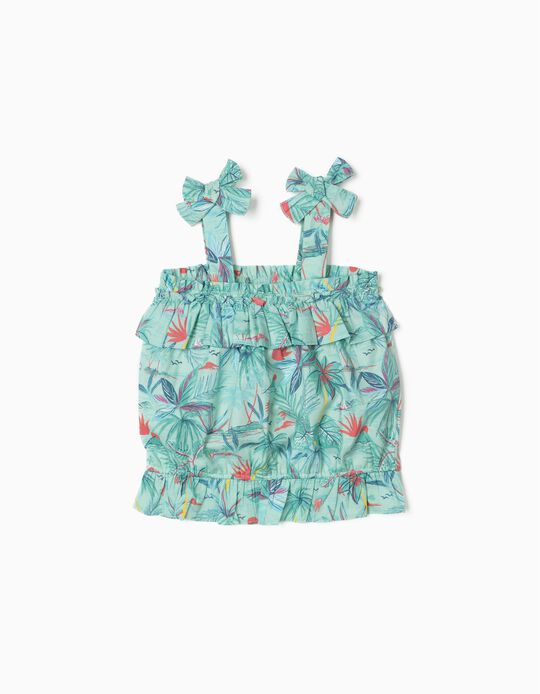 Strappy Top for Girls 'Tropical', Aqua Green