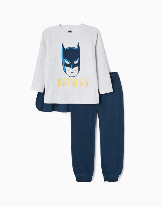 Pyjama Polaire avec Cape Amovible Garçon 'Batman', Gris/Bleu Foncé