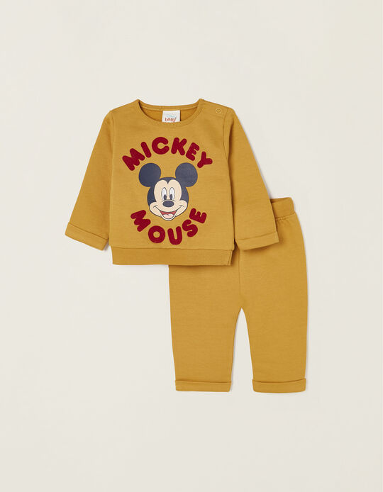 Cotton Tracksuit for Newborn Baby Boys 'Mickey', Yellow