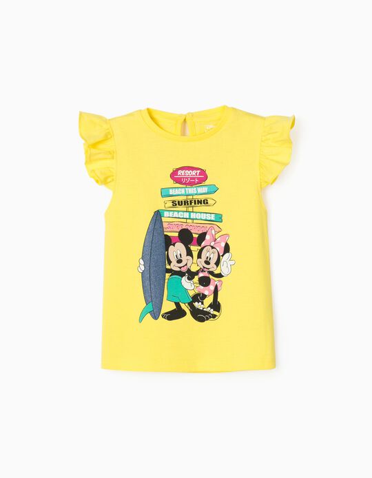 T-Shirt com Manga de Folho para Bebé Menina 'Minnie', Amarelo