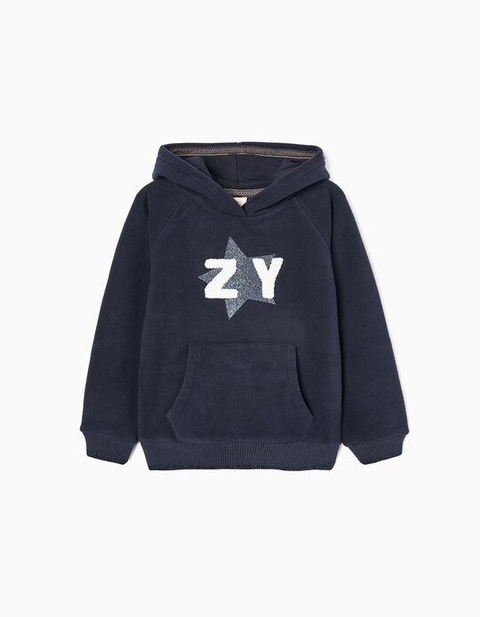 Polar Hooded Sweatshirt for Girls 'ZY', Dark Blue