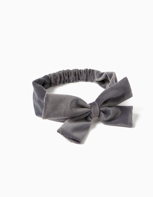 Velour Headband for Babies and Girls, Grey