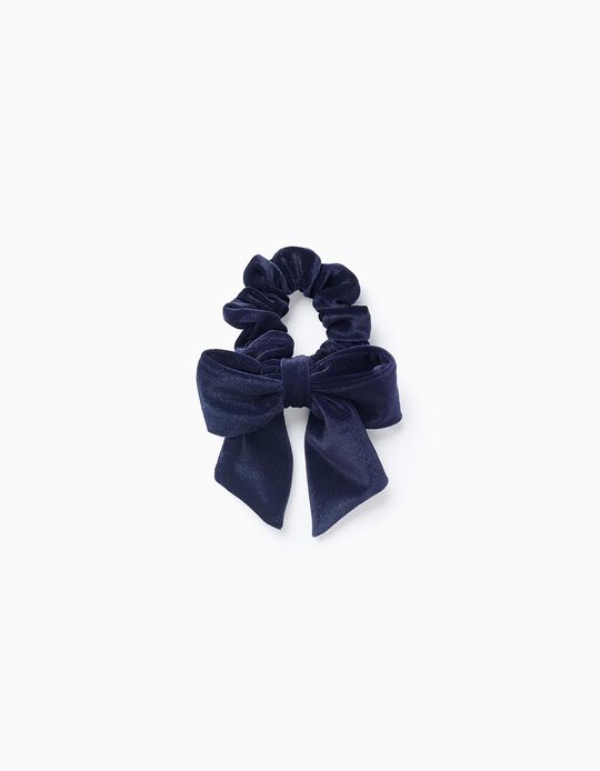 Comprar Online Scrunchie com Laço de Veludo para Bebé e Menina, Azul Escuro