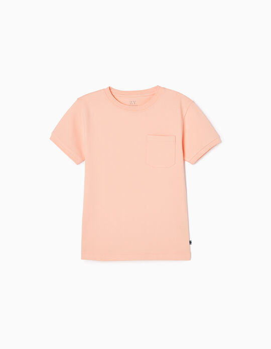 Cotton Piquet T-shirt for Boys, Pink
