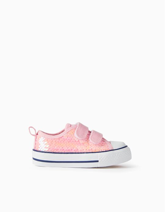Sapatilhas com Lantejoulas para Bebé Menina '50's Sneakers', Rosa