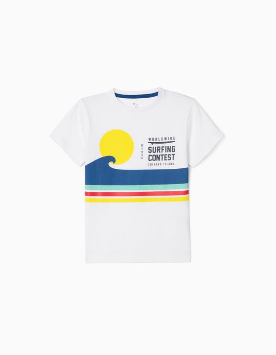 T-Shirt Garçon 'Surfing Contest', Blanc