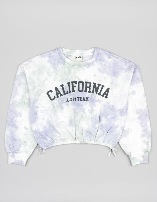 Comprar Online Sweat Curta Tie-Dye para Menina 'California', Branco/Azul/Verde