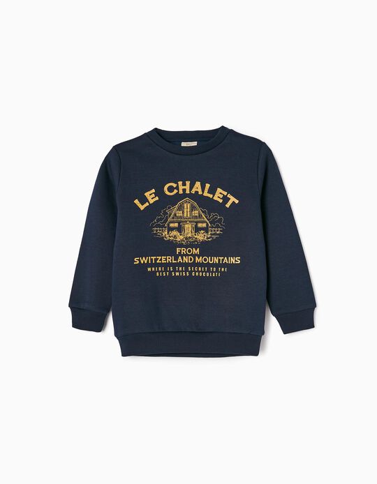 Brushed Cotton Sweatshirt for Boys 'Le Chalet', Dark Blue