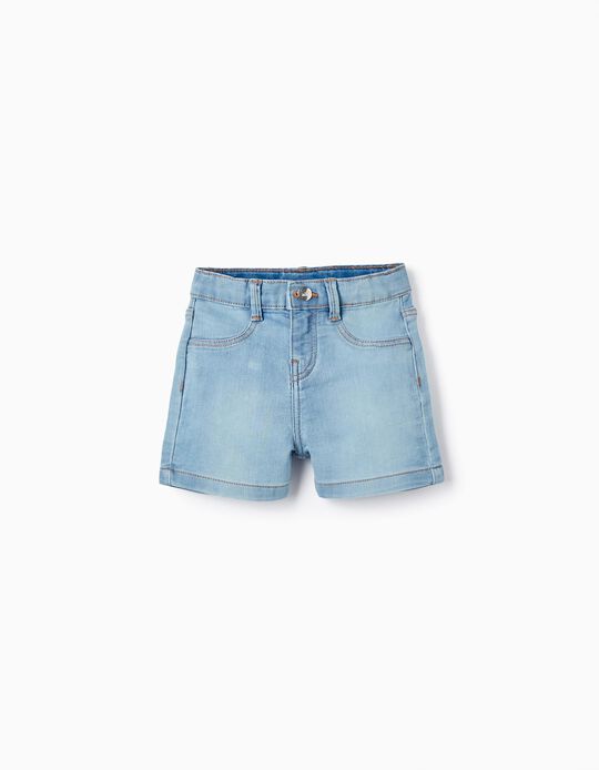 Denim Shorts for Baby Girls, Light Blue