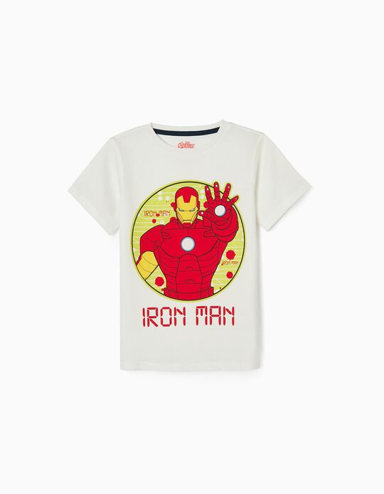 T-shirt en Coton Garçon 'Iron Man', Blanc