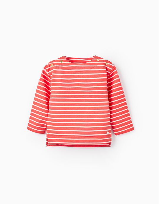 Striped Sweatshirt for Girls, Red/White