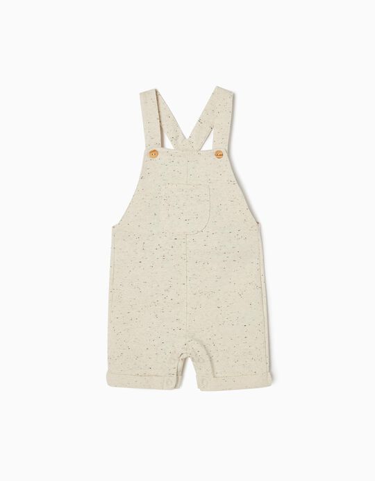 Short Cotton Dungarees for Baby Boys, Beige