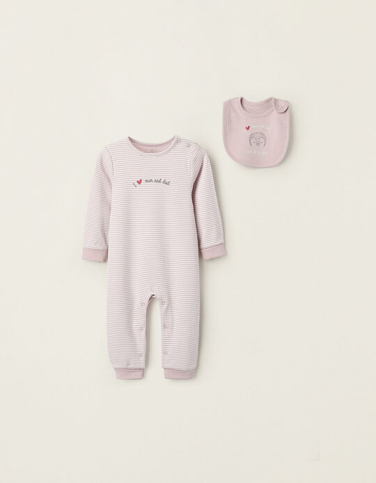 Comprar Online Babygrow + Babete para Bebé Menina 'Mum & Dad', Rosa