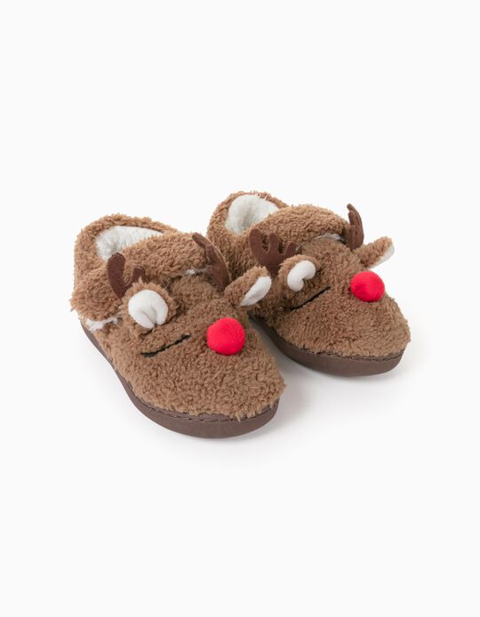 Slippers for Children 'Reindeer', Brown