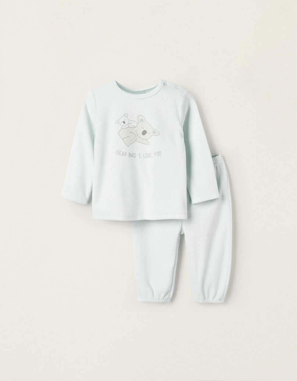 Buy Online Velvet Pyjama for Baby Boys 'Dear Dad', Light Blue
