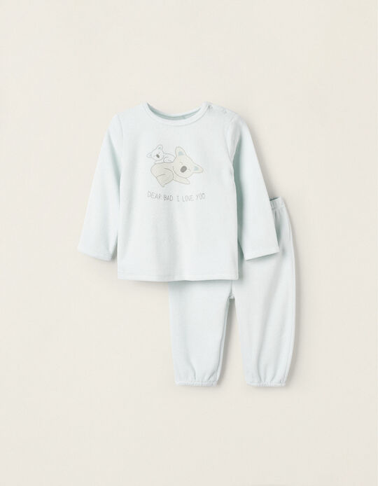 Velvet Pyjama for Baby Boys 'Dear Dad', Light Blue
