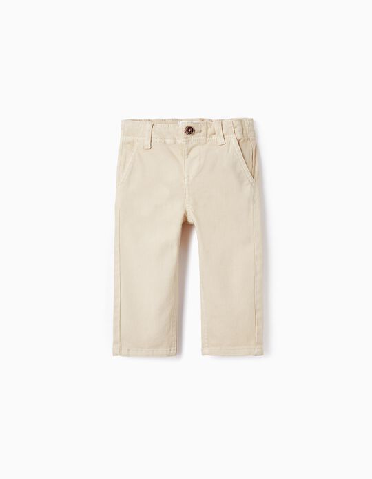 Cotton Chino Trousers for Baby Boys, Beige